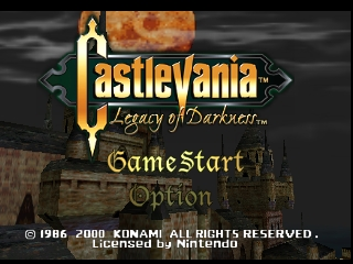 Castlevania - Legacy of Darkness (Europe) (En,Fr,De) Title Screen